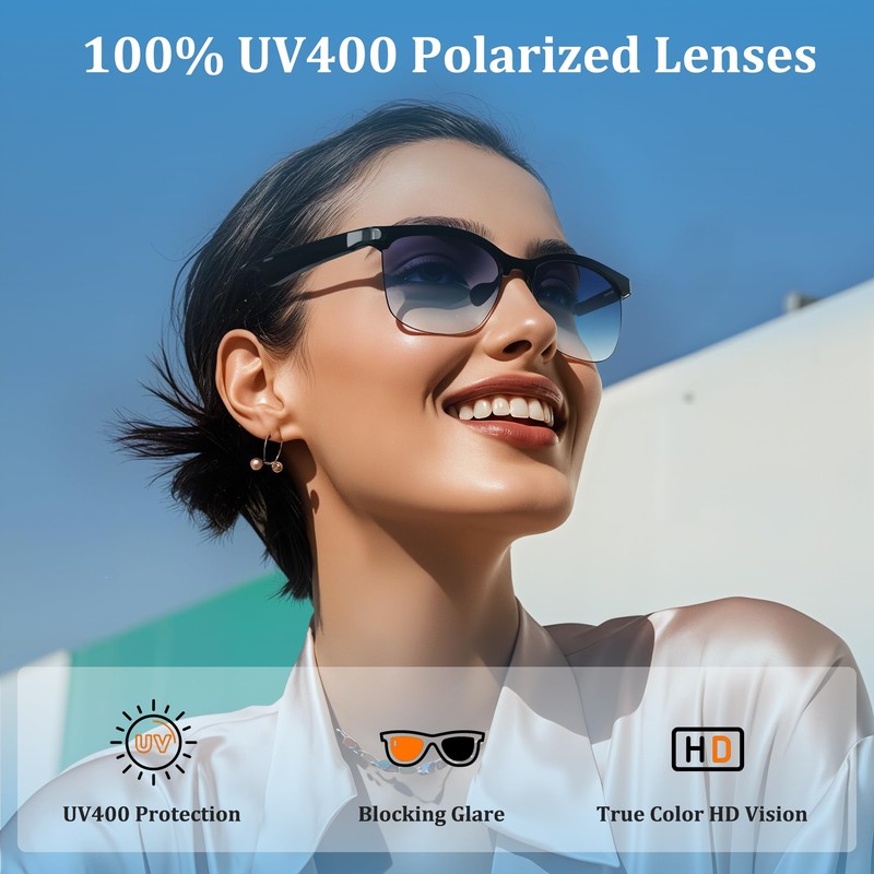 SurPonzin Smart Glasses Pro: 110-Language Real-Time Translator, Bluetooth 5.4, Frameless