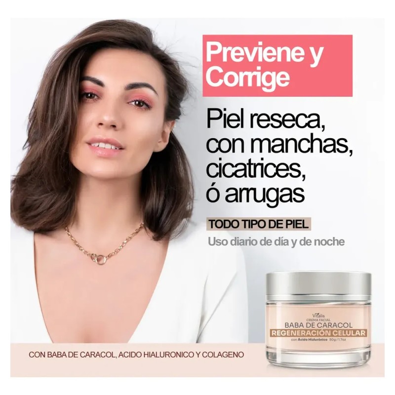 Crema Facial Baba de Caracol Vitalis Antiarrugas y Antimanchas 50ml