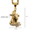 Praying Cross Necklace for Men, Hip Hop Praying Hands Necklace,