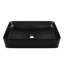 Deervalley DV-1V0010 Ally Bathroom Vessel Sink 20" Matte Black Rectangular Ceramic Bathroom Sinks