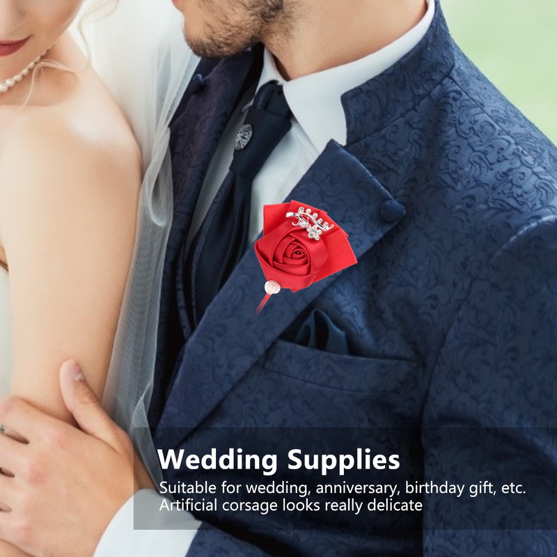 4Pcs Exquisite Ribbon Wedding Corsage Brooch Bridesmaid Artificial Chest Flower