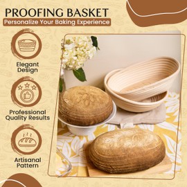 Sourdough kit Banneton Bread Proofing Basket W/Wooden Design - Round Banneton Bread Basket W/Storage Bag - Sourdough Starter Kit for Bread Baking - Bread Making Supplies Tools (9 inch)