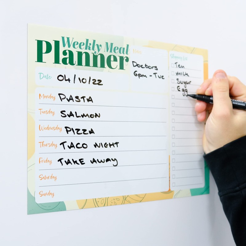 Magnetic A4 Weekly Meal Planner and Shopping List for Fridge,