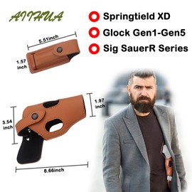 Tactical Dual-Shoulder Underarm Pistol Holster, Premium Leather, Fits G17, 19, 19X, 22, 23, 26, 27, 31-39, 43, 43x, 45, 48 (Gen1-Gen5), Quick-Release Feature (Brown)