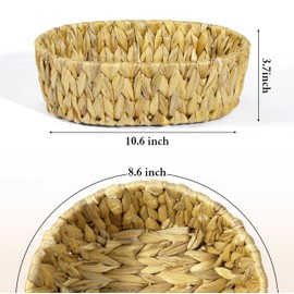 Cecnamt Bread Basket with Terracotta Warmer Stone, Liner and Cover Cloth, Bread Baskets for Serving, Sourdough, Bakers Gift for Kitchen, House Warming Gift - Water hyacinth