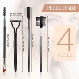 Skyley 4 Pieces Eyebrow Brush Eyelash Separator Brow Comb and Lash Spoolie Professional Eye Makeup Tools Metal Folding Lash Comb Black Double Head Eyelash Brush