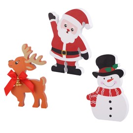 3pcs Christmas Tiered Tray Decor, Cute Self-Standing Santa Claus Elk Snowman Christmas Tabletop Decor Christmas Decorations Indoor Perfect Christmas Table Decor for Home Office