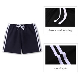 FedMois Pack of 3 Children's Boys' Cotton Shorts, Black, White and Grey, 7 - 8 years