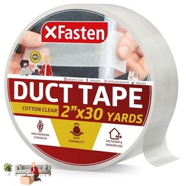 XFasten Cinta adhesiva de algodón transparente, 2 pulgadas x 30 yardas, cinta adhesiva transparente fácil de rasgar para uso comercial, reparación resistente, embalaje y reparación al aire libre, cinta adhesiva transparente para frío e invierno