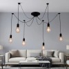 Stock 6-Light Spider Adjustable Pendant Light Black Industrial Hanging Ceiling