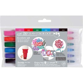 Kuretake ZIG Clean Color Dot Dual-Tip Markers 6/pkg-TC61006V