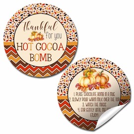 Thankful for You Fall & Autumn Pumpkin Themed Hot Cocoa Bomb Packaging Sticker Labels, Total of 40 2" Circle Stickers (20 Sets of 2) by AmandaCreation