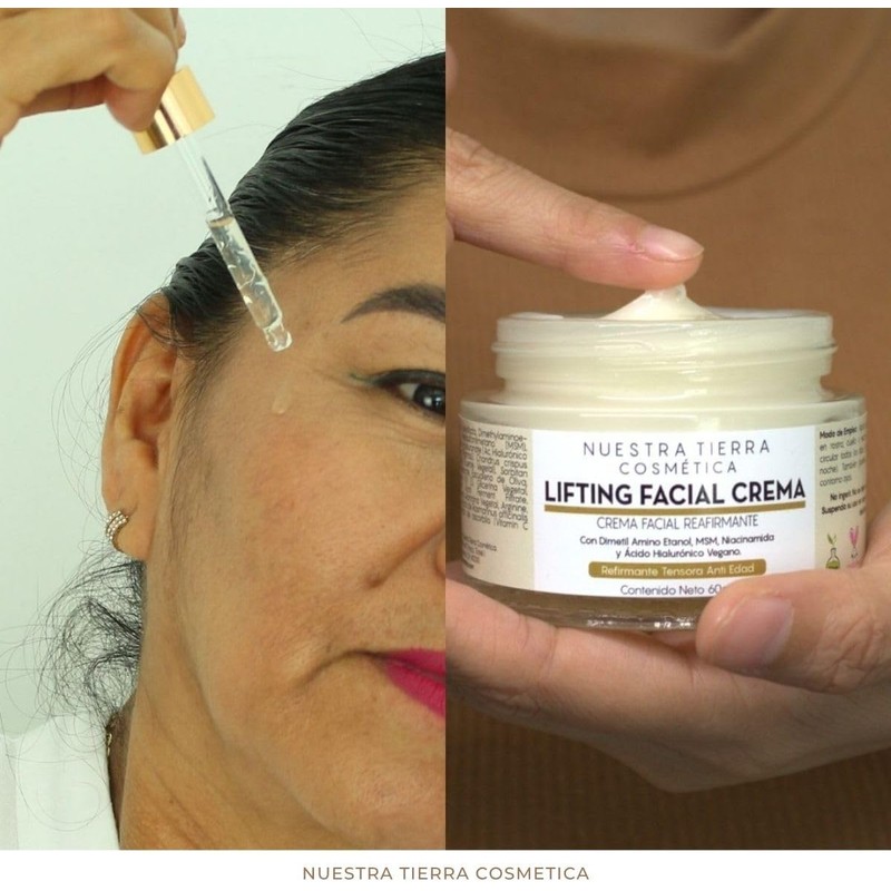 Nuestra Tierra Cosmetica Kit Lifting Facial, Suero Reafirmante, Crema Facial,