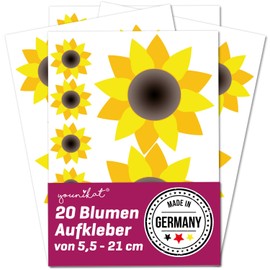 Sticker Set Sunflowers I kfz210 I Sheet DIN A4 I 20 Flowers Stickers Large and Small Weatherproof I Car Sticker Bicycle Sticker Scooter