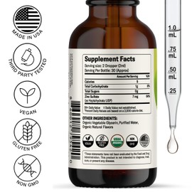 Nursh+ Daily Organic Liquid Zinc Drops – Fast-Absorbing Immune Support & Skin Health for Kids & Adults, 7mg Per Serving, USDA Certified Organic & Vegan, 2 fl oz