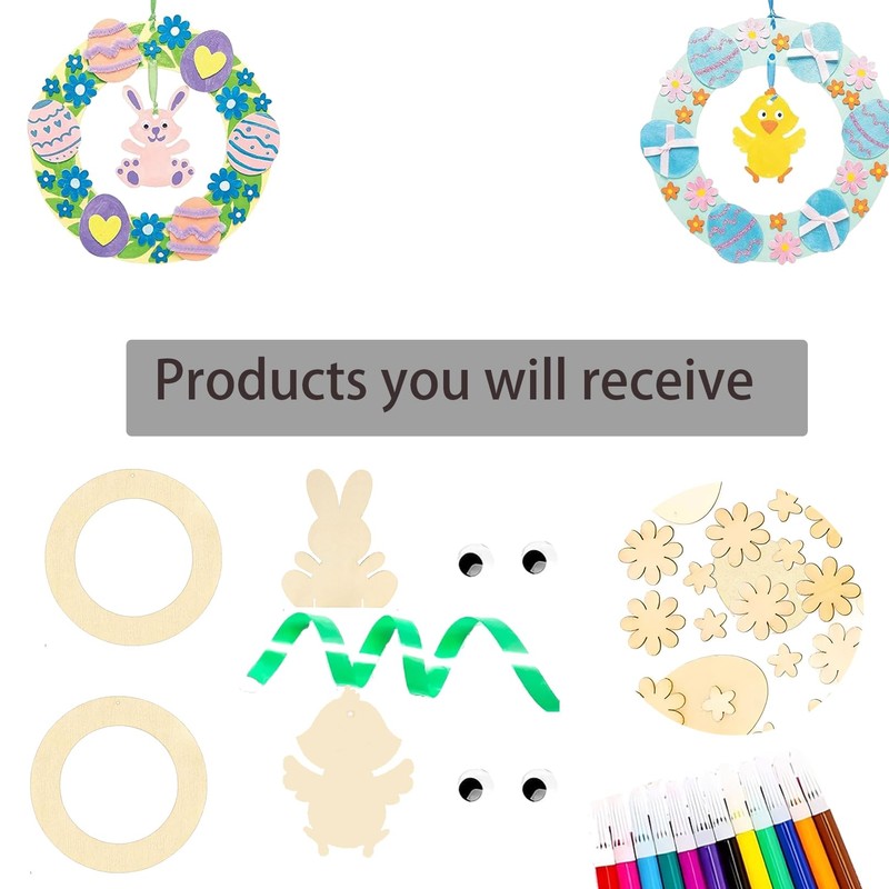 Niwieoi 2 PCS Easter Wreath,Easter Craft,Easter Crafts for Toddlers,Easter Decorations