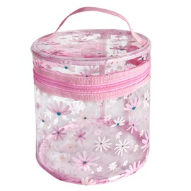 Fashionable Toiletry Bag, Transparent, Flowers Brucken Cosmetic Bag, Transparent, Waterproof PVC Travel Wash Bags, Makeup Bag, TSA Approved Makeup Bags, for Women, Pink, Modern