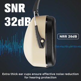 ProCase 2 Pack Noise Reduction Ear Muffs, SNR 32dB Sound Isolation Noise Cancelling Headphones for Adults Kids Autism, Adjustable Sound Proof Hearing Protection for Shooting Mowing -Black/Beige