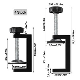 G Clamp Kit, 4 Pieces G Clamp Made of Metal, Adjustable Table Clips, Small, Universal Table Clips, Creatable Screw Clamps Small, Clamping Range 10-57 mm Table Clamp, for Forces, Clamps & Tensioning
