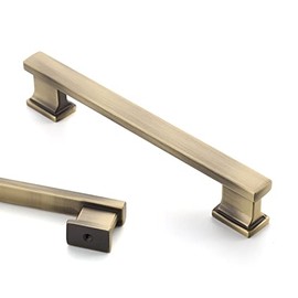 Asidrama 10 Pack 5 Inch(128mm) Brushed Antique Brass Kitchen Cabinet Handles, Cabinet Pulls Kitchen Cabinet Hardware for Cupboard Drawer Handles Dresser Pulls
