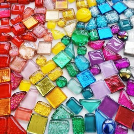 YEWCEP Mosaic Stones for Crafts, Mosaic Tiles, Mosaic Craft Set Children, Mosaic Craft Set, for Home Decoration, Photo Frame, Flower Pots, Mirrors and Crafts (Approx. 200 g)