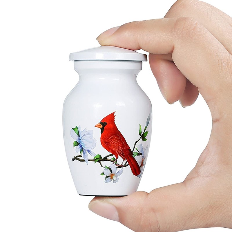 ICOKEE Red Cardinal Bird Small Keepsake Urn for Human or