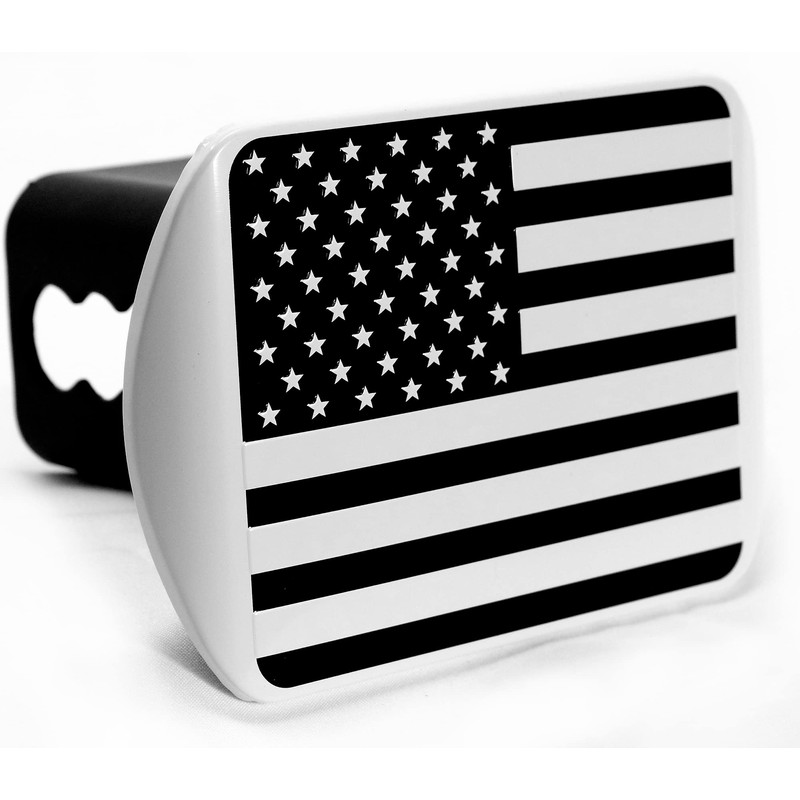 eVerHITCH U.S. American Flag Black & White Metal Hitch Cover