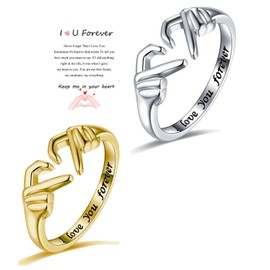 Adjustable Hand Heart Irish Claddagh Ring, Love Heart Claddagh Couple Ring Promise for Women, Heart Jewelry Valentine's Day Rings Mothers Day Valentines Holiday friends (Gold+Silver, Adjustable)