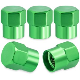 MEAJOO 5PCS Car Tire Valve Stem Caps, Aluminum Alloy Dustproof Wheel Valve Covers Accessories, with Rubber O-Ring, Universal for Cars, SUVs, Bike, Bicycles,Trucks and Motorcycles (Green)