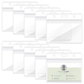 10 Pcs A6 Horizontal Extra Large Portrait Clear ID Badge Card Holders Plastic Pocket Pouches 16 x 13 cm Card Sleeve Name Tag Badges ID Holder Holds 155 x 110 mm for Passport ID Cards Business Office
