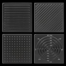 BENECREAT 4pcs Acrylic Sashiko Stencil Sashiko Template 12x12cm Point Line Arc Slash Acrylic Embroidery Tool Drawing Line Template Hand Quilting 2.5mm Thickness