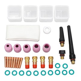 38Pcs TIG Welding Accessory Set Ceramic Nozzle Glass Cup Connector Electrode Clamp for WP 17 18 26