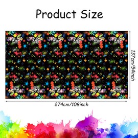Domgoge Glow Tablecloths for Birthday Party Decoration Plastic Neon Table Covers Rectangle Paint Splatter Graffiti Black Table Cloths Disposable Party Decor Supplies, 54 x 108 Inch, 3pcs
