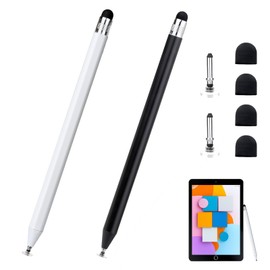Tablet-Stift mit Dual-Tip für Alle Tablets, Universeller Stylus Pen Kompatibel mit Tablets/Handys/Smartphones, Präzisionsspitze, Kein Aufladen nötig, Magnetische Befestigung (Weiß/Schwarz)