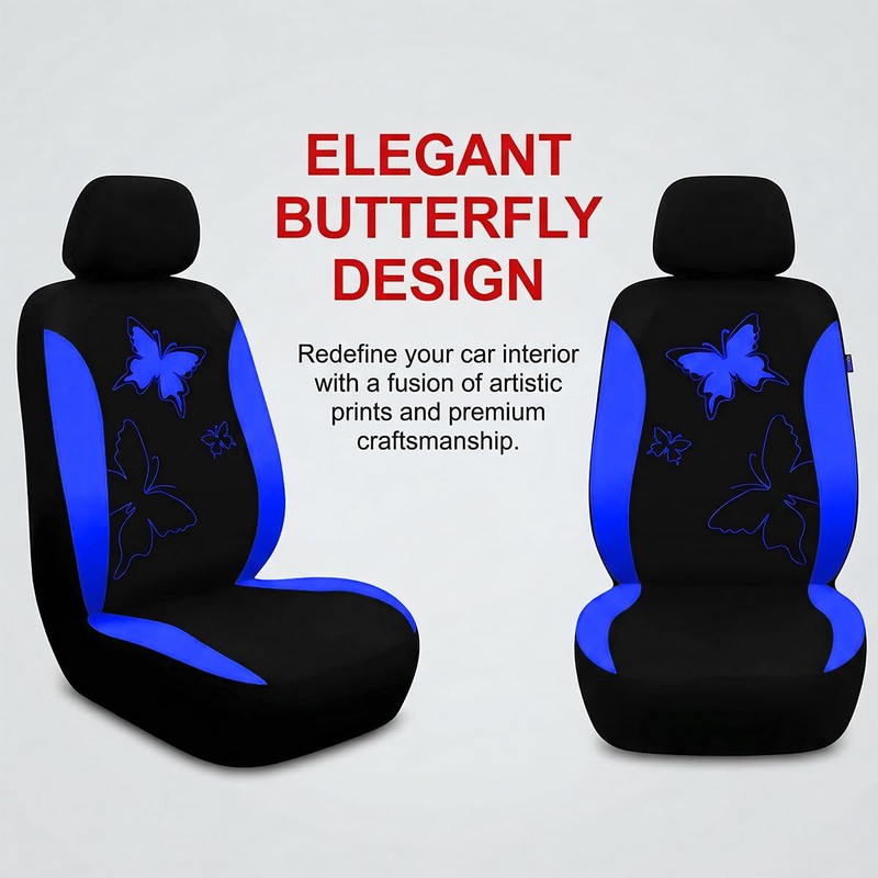 HZEL Car Seat Cover Full Set, Soft Breathable Butterfly Print