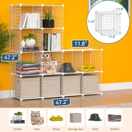 TUMUCUTE Closet Organizer,12-Cube Closet Organizers and Storage,Closet Cabinet Metal Shelf Rack Storage Shelves Bookshelf,Toy Organizers and Storage Bins