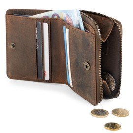 Berliner Bags Sara Ladies Small Leather Wallet with TUV Approved RFID Protection + Gift Box, erdfarben, Vintage