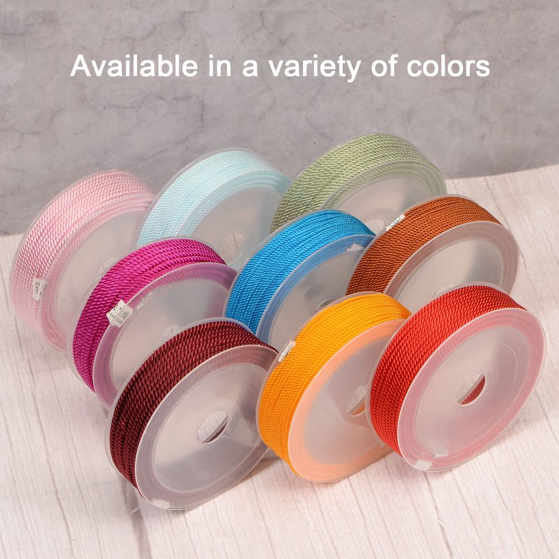 sourcing map Twisted Nylon Twine Thread Beading Cord 1.5mm 20M/65
