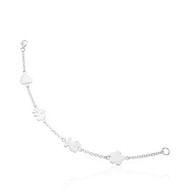 TOUS Pulsera de Plata de Primera para Mujer con Motivo de Animales, 16,5 cm de Largo, Plata de Ley 925, Elegante y Discreta, Colección Animalandia