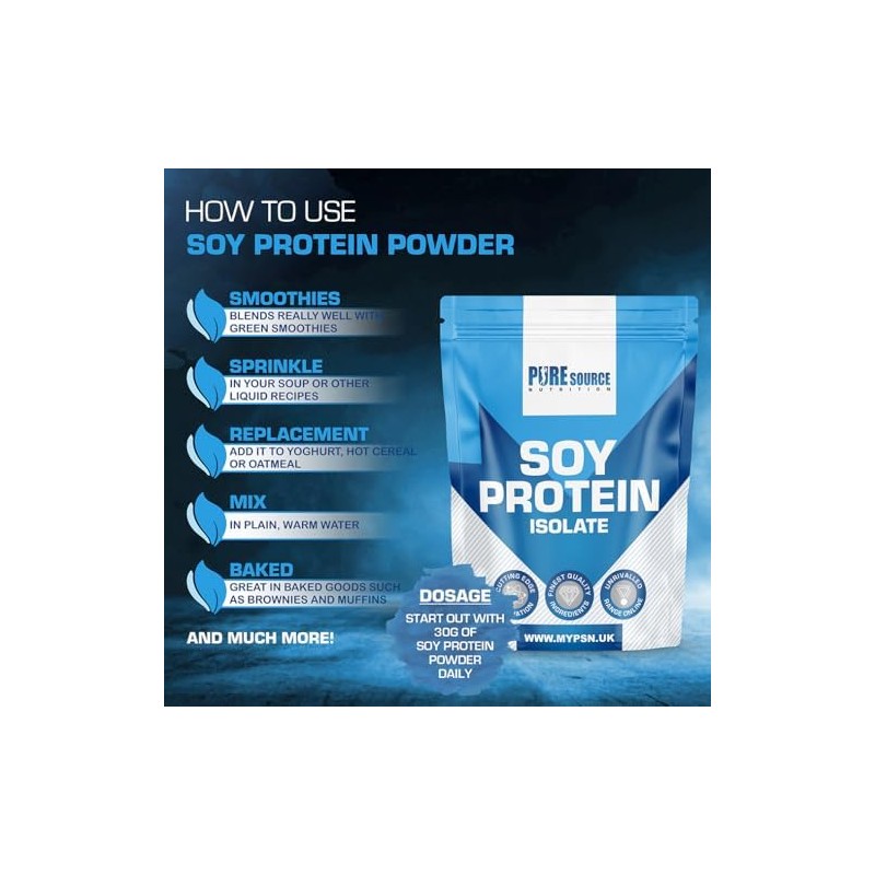 Pure Source Nutrition Soy Protein Isolate Powder (90% Protein) 250g