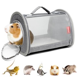 Ioview Portable Travel Small Animal Carrier Bag Guinea Pig Carrier Lizard Bird Rabbit Carrier Cage Guinea Pig Squirrel Breathable Bag Portable Travel Hamster Small Pet Hangbag (Small, Gray)