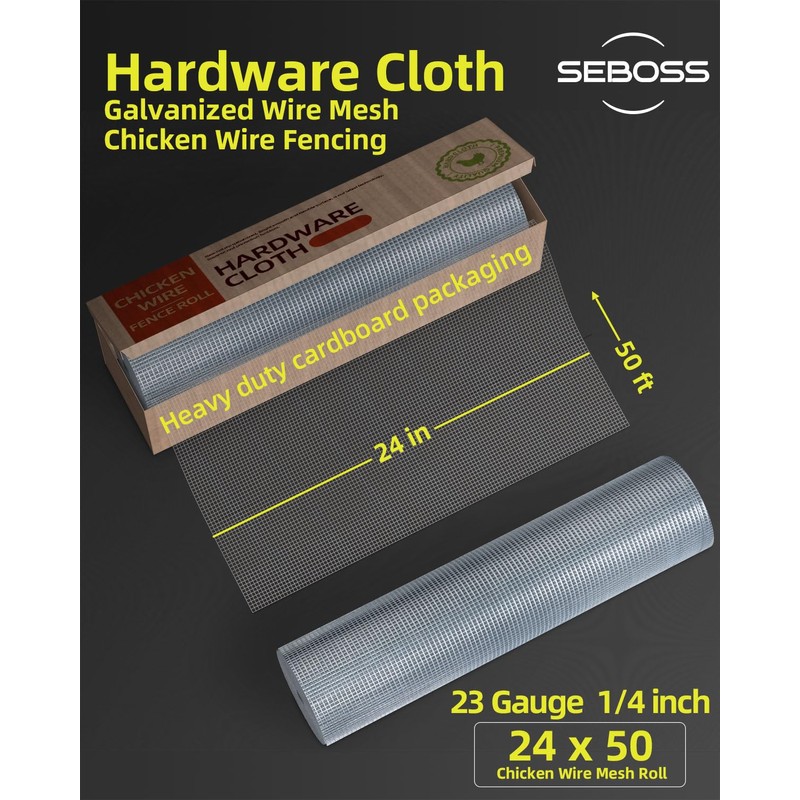 SEBOSS Hardware Cloth 1/4 inch Mesh 24'' x 50' 23