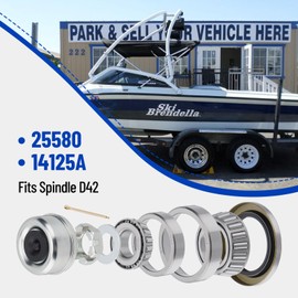 Racewill 4 Sets 25580 14125A Boat Trailer Axles Bearing Kits, Grease Seals,Spindle Nuts, 2.72" Dust Caps and Rubber Plugs, Cotter Pins, Washers for 5200-7000 lb.Tandem Axles #D42 Spindle