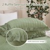 Double Green Duvet Cover Set White 3 Pieces Seersucker Duvet