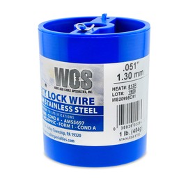 Lock Wire, T302/304 Stainless, NASM20995, MS20995C, ASTM A580 Cond A, AMS5697.051 in (1.3 mm), 1 lb (0.45 kg) Dispenser Can, approx. 143 ft (43 m)