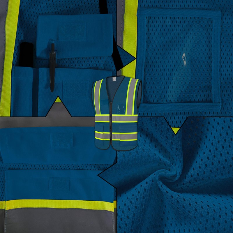 LIZMOF Blue Construction Vest for Men Women, Hi Vis Safety