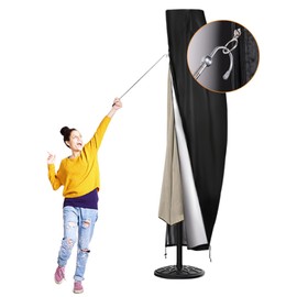 DOCEPERT Patio Umbrella Cover fits 11FT to 13FT Outdoor Umbrellas, 420D Outdoor Cantilevered Offset Umbrella Cover with Sturdy Waterproof Zipper and Top Vent