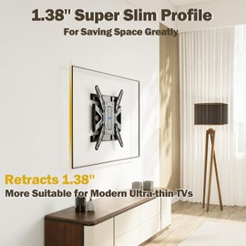 Mounting Dream Ultra Slim TV Wall Mount for 26-75 Inch Television, Full Motion Bracket with Smooth Extension, Swivel and Tilt, 1.38” Thin Low Profile TV Mount Fits 16'' Studs, Up to 400x400mm, 88lbs