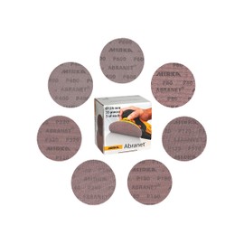 Mirka Abranet net sanding discs Ø 125 mm Grip / Mix-pack 5 pcs of each grit size 80, 120, 180, 240, 320, 400, 600 / 35 pcs / For all 125 mm orbital sanders and grinders