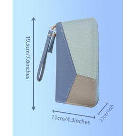 Benixmidart Multifunctional Women's Wallets, Womens Purses Coin Purse with Card Holder, Leather Wallets for Women with Zipper Closure and Multiple Pockets (Blue, L)